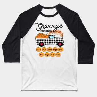 Grammy's Pumpkin Patch Truck Art, Happy Halloween Shirt, Fall Shirt, Grandma Birthday Gift, Personalized Baseball T-Shirt